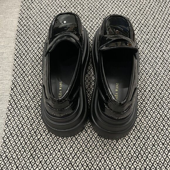 AZALEA WANG Aleo Platform Penny Loafer in Black Patent NEW - Picture 7 of 10
